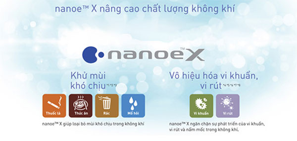 Công nghệ nanoe-X khử mùi khó chịu, vô hiệu hóa vi khuẩn, vi rút